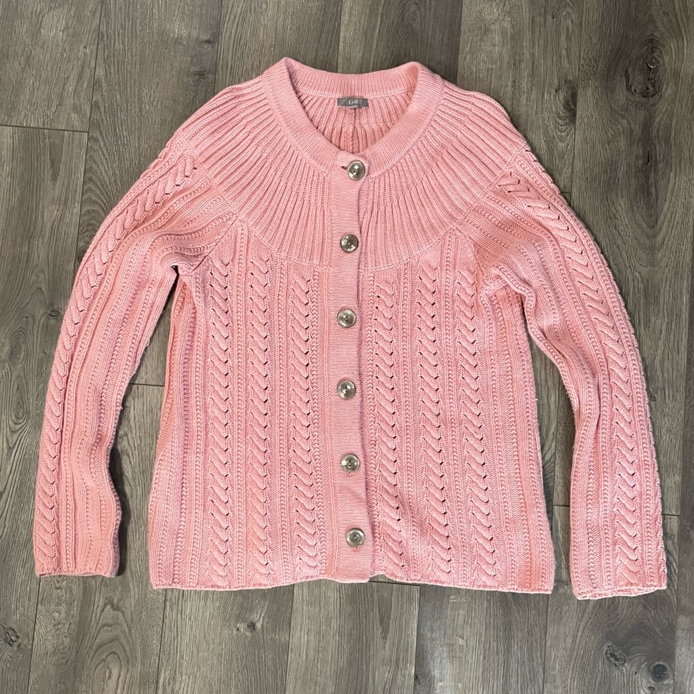 J. Jill cable knit sweater with the front buttons.